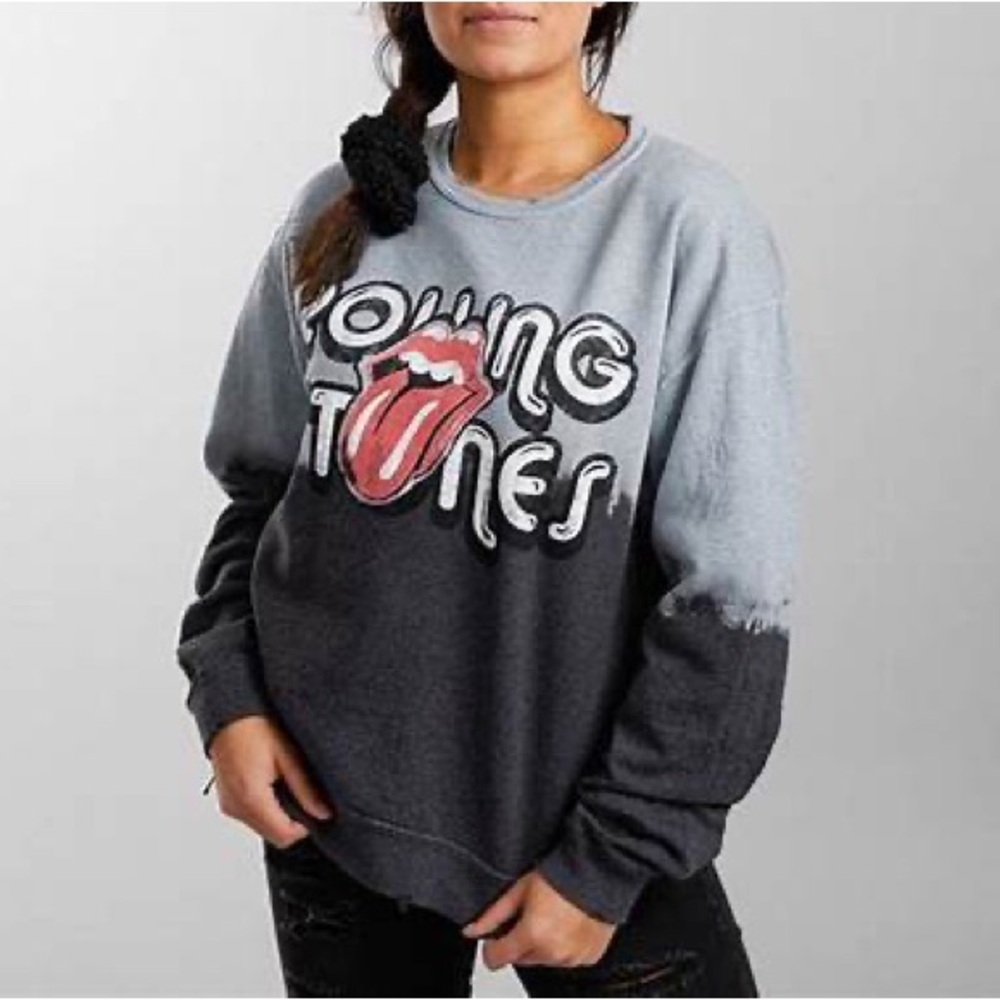 Rolling Stones Gray Graphic Tip Dyed Sweatshirt